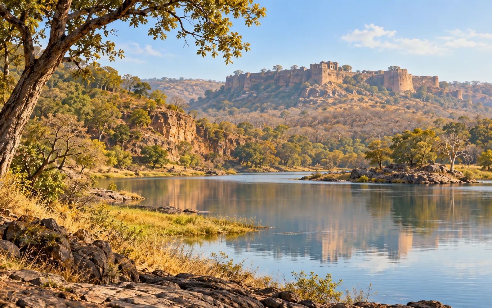 Ranthambore-inspired destination landscape illustration
