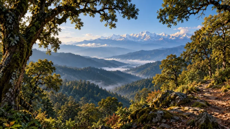Binsar-inspired landscape illustration