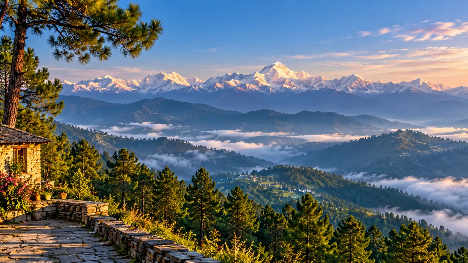 Kausani-inspired landscape illustration