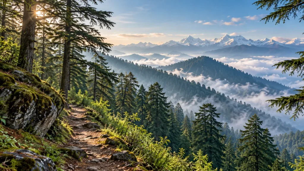 Dhanaulti-inspired landscape illustration
