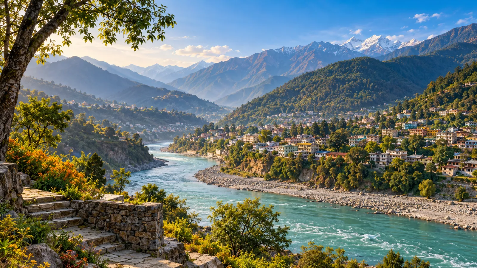 Srinagar Garhwal-inspired landscape illustration