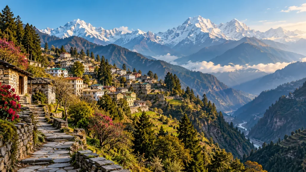 Joshimath-inspired landscape illustration