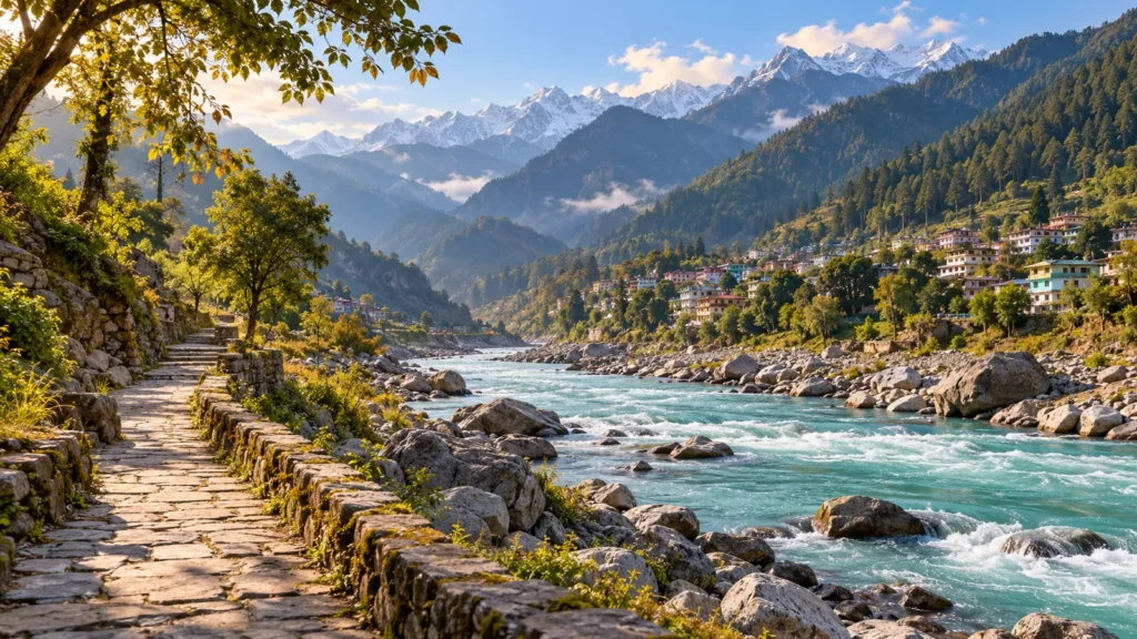 Uttarkashi-inspired landscape illustration