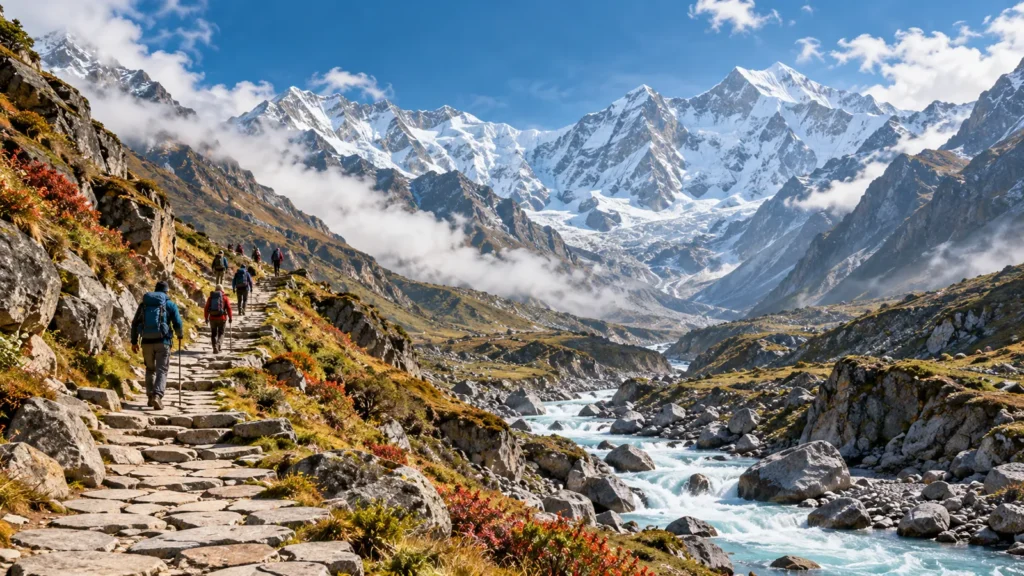 Kedarnath-inspired landscape illustration