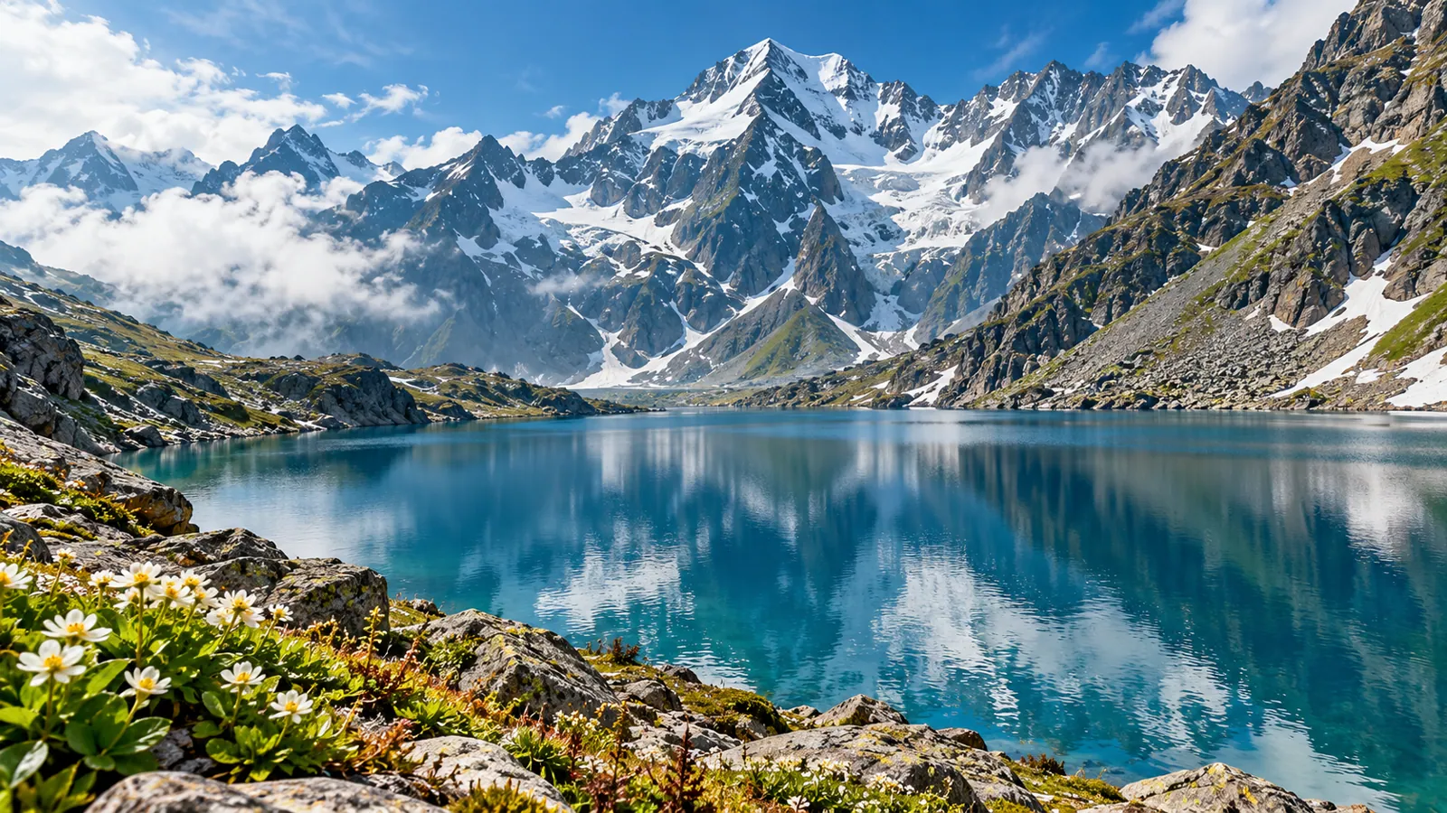 Hemkund Sahib-inspired landscape illustration