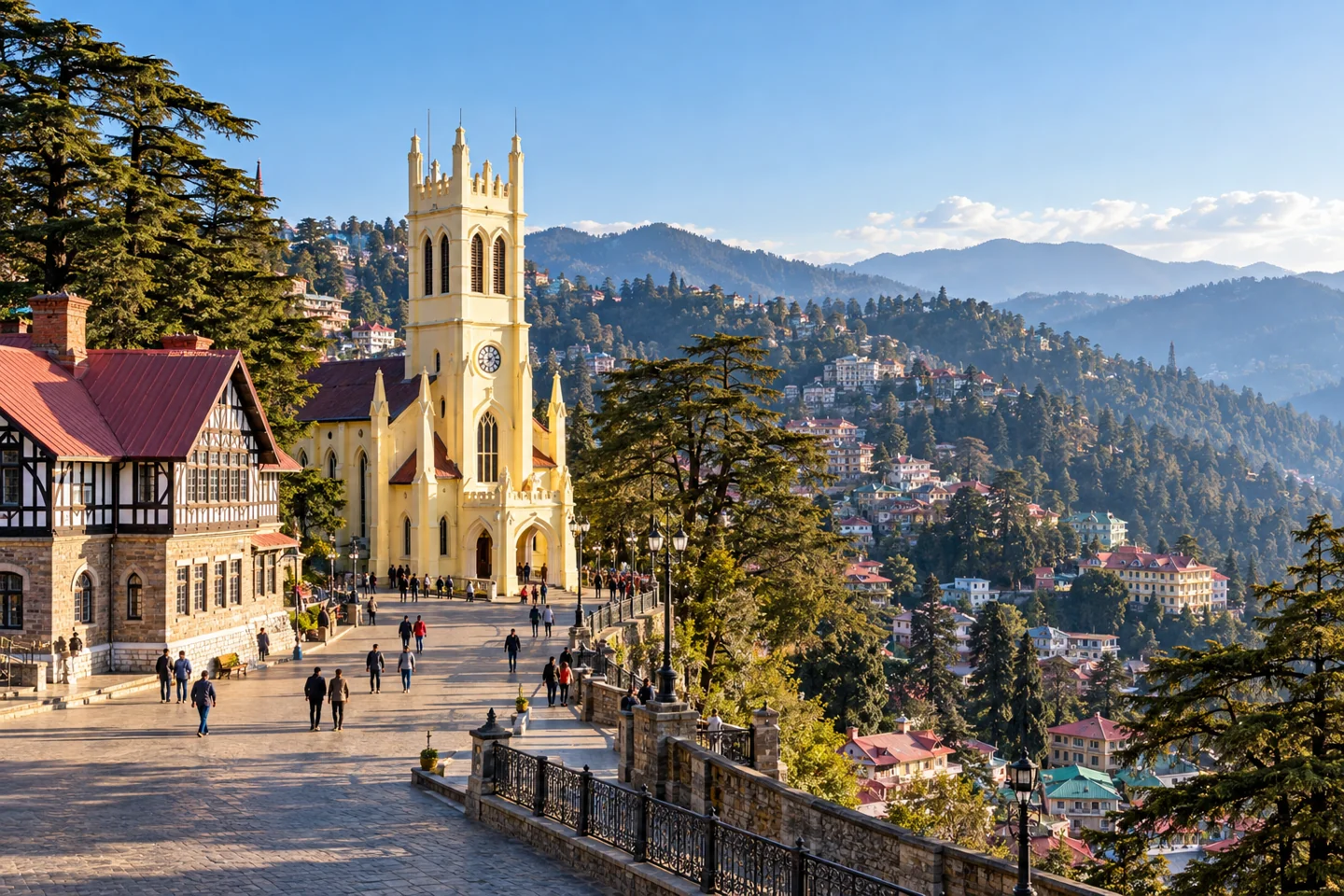 AI illustration of the Ridge and Christ Church in Shimla