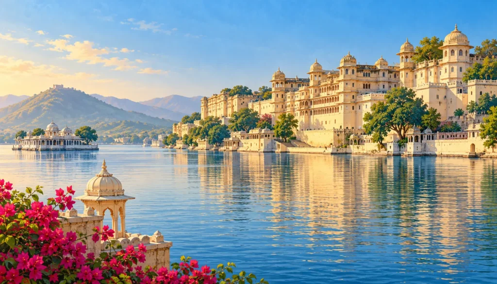 Udaipur destination landmark illustration