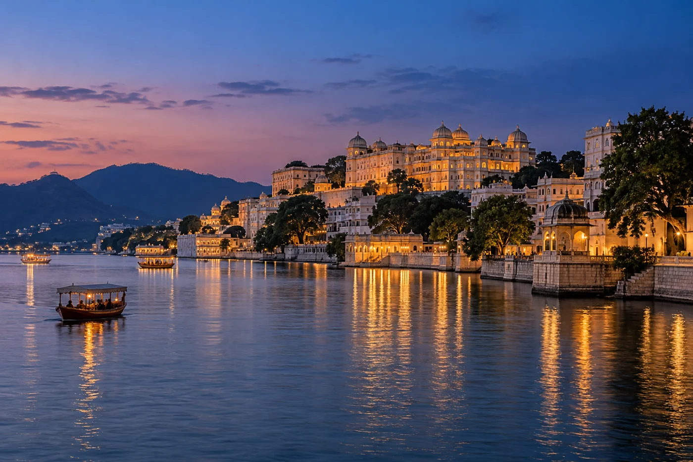 Udaipur lakeside inspired evening scene
