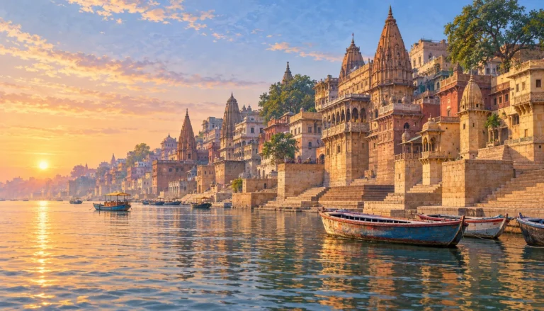 Varanasi destination landmark illustration